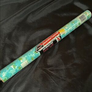 Vtg CARLAN Self Adhesive Vinyl Decorative Covering Aqua Floral Pattern NOS 3yds